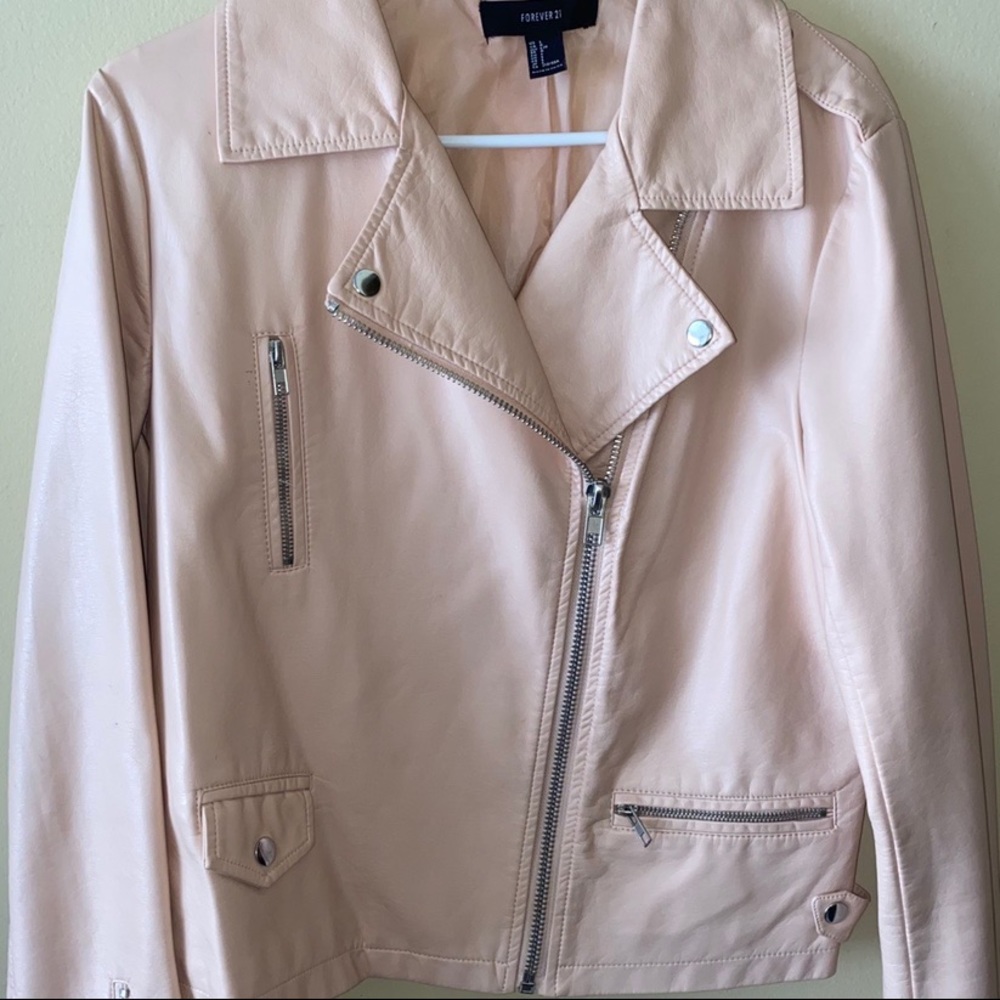 forever 21 pastel pink faux leather jacket